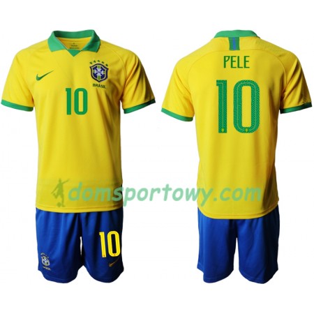 Koszulka Brazylia PELE 10 Dziecięcy Domowe Koszulki Piłkarskie Copa América 2019 Krótki Rękaw